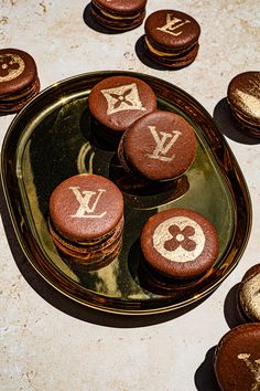 Food Photography photo of Louis Vuitton French Macarons on a gold plate. Filipino Sweets, French Soup, French Macaron, French Recipes, Dinner Event, Filipino Desserts, Pricing Guide