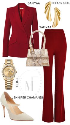 Red Formal Outfit, Look Formal, Stylish Blazer, Business Outfits Women, Fashion Attire