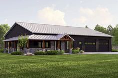 this is an artist's rendering of a house in the country style with two car garages