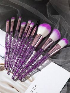 Morado  Collar  PP   Embellished Kuas Makeup, Crystal Makeup, Complete Makeup, Blusher Brush, Cosmetic Kit, Make Up Tools, Hair Powder, Lip Cosmetics, Makeup Brush Set Professional