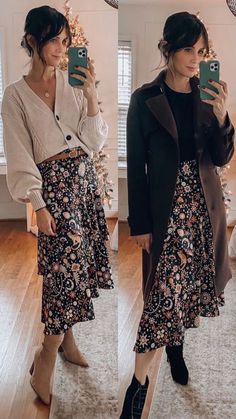 Comfy Fall Work Outfits, Autumn Weather Outfits, How To Style Shoes With Outfits, Dressy Fall Outfits 2024, Cozy Classy Outfits, What To Wear To The Pumpkin Patch, Mom Style Aesthetic, My Fashion Aesthetic, Floral Mini Skirt Outfits