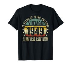 an old vintage 1970 birthday t - shirt with the words, years of being awesome