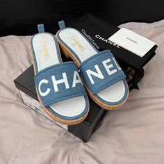 Authentic Size 39 ( True To Size ) Excellent Condition: Some Wear On Soles ~ Include: Box , 2 Dustbag & Care Booklet Rare & Hard To Find ~ Perfect For Summer ! All Sales Are Final! Ig: Cloudsh.Luxury Please Feel Free To Msg Me If You Have Any Questions! Thank You! Chanel Mules, Chanel Sandals, Black Caviar, Be Nice, Azerbaijan, Flap Bag, Kids Bags, Handbag Backpack, Debit Card