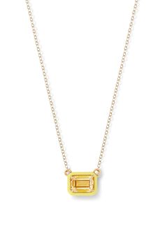 Add a pop of color to your neck with our signature 14K Yellow Gold Rectangular Cocktail Necklace featuring colored enamel and lab-created gemstones. Due to the custom nature of this product, please allow 20 business days for production. This piece is final sale. Stone & setting: 9.5mm x 7.5mm, 16-18" adjustable chain, 14K Yellow Gold, Made in New York City Elegant Rectangular Enamel Jewelry, Modern Enamel Jewelry With Gemstone, Rectangular Yellow Gemstone Jewelry, Yellow Rectangular Gemstone Jewelry, Rectangular Gemstone Accented Necklaces As Gift, Rectangular Gemstone Accent Necklaces For Gifts, Rectangular Gemstone Accents Necklace For Gift, Rectangular Gemstone Accents Necklace As Gift, Modern Necklace With Rectangular Gemstone