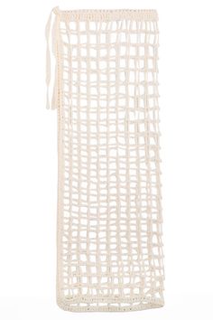 a white crochet bag on a white background