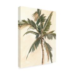 a painting of a palm tree on a white background