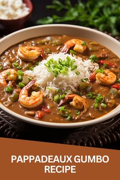 a white bowl filled with shrimp and rice