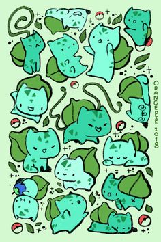 a green sticker with many cats on it