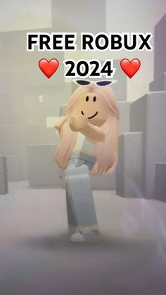 a cartoon character holding a suitcase with the text free robux 2024 on it