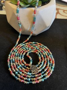 And She Breathes : 2strand tie on Waistbeads. One 2strand tie-on handmade waistbeads Waist Jewelry, Belly Chain, Waist Chain, Body Jewelry, Beaded Necklace, Beads, Chain