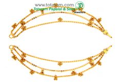 235-GEM190 - 22K Gold Champasaralu - Gold Ear Chain Gold Ear Chain, 22k Gold Earrings, Indian Gold Jewelry, 22k Gold Jewelry, Ear Chain, Gold Jewelry Stores, Gold Jewelry Indian, Uncut Diamond, Online Jewelry Store