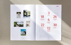 an open magazine with photos and numbers on it