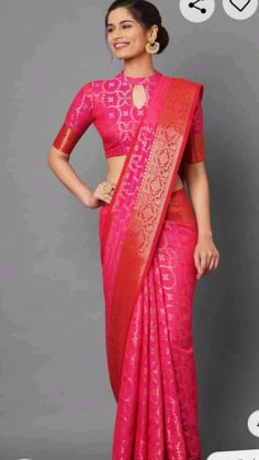 Farewell Dress, Pink Saree Blouse, One Minute Saree, Engagement Lehenga, Banarsi Saree, Saree Style, Block Print Saree, Belle Silhouette, Print Saree