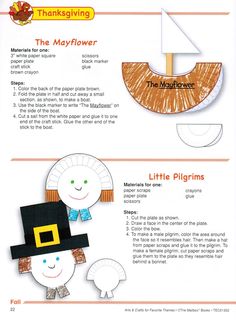 thanksgiving crafts for kids that include pumpkins, paper plates and other things to make