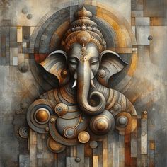 an elephant is depicted in this artistic painting