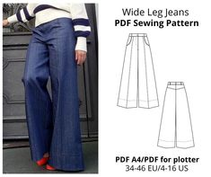 the wide leg jeans sewing pattern is shown