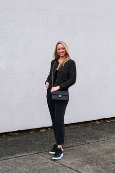 Avec Amber styling a casual holiday outfit idea with a shimmer cardigan and velvet tank. Full post: https://avecamber.blogspot.com/2024/12/holiday-outfit-idea-shimmer-cardigan.html Casual Holiday Outfits, Casual Basics, Ladies Blazer, Velvet Tank, French Girl Style, Sequin Blazer, Holiday Outfit, Outfit Idea