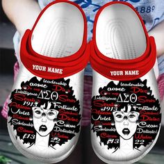 Get your product: Custom Name Delta Sigma Theta Girl Red White Clogs Shoes
1. PRODUCT INFORMATION:

Incredibly light and fun to wear.
Water-friendly and buoyant; weighs only ounces.
Ventilation ports add breathability and help shed water and debris.
Easy to clean and quick to dry.
Upper: Croslite.
Lining: Croslite.
Sole: Croslite.
2. SIZE CHART:
3. RETURN:
We will gladly issue you a replacement item or issue a refund back to your original form of payment for any of the following reasons:
You rec Girls Clogs, White Clogs, Crocs Classic Clogs, Delta Sigma Theta, Clogs Shoes, Crocs Shoes, Birthday Gifts For Girls, Shoes For Men, Gifts For Girls