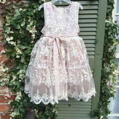 ML Kids Vintage Ivory Lace Dress Champagne Lace Dresses, Designer Flower Girl Dresses, 2 Piece Wedding Dress, Lace Flower Girl Dress, Ivory Lace Dress, Wedding Dress Champagne, Princess Wedding Dress, Flower Girl Dress Lace