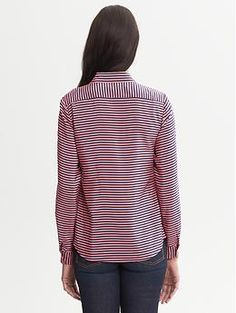 Striped Silk Blouse Stripe Silk, Style Board, Silk Blouse, Banana Republic, Top Blouse, Stripes, Silk, My Style, Collar