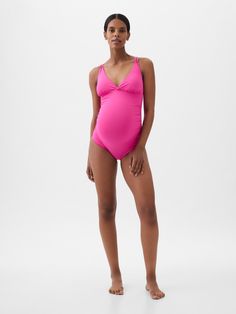 Soft, stretch maternity one-piece swimsuit.  V-neck.  Tank straps at front, strappy details at back.  Certain styles have allover prints.  This one-piece is made with 83% recycled polyester.  Less waste in the world.  More great swimsuits for you.  Please note: Maternity styles cannot be returned in store.  Please enjoy free returns by mail.  Choose your maternity Pink Ladies Outfit, Maternity One Piece Swimsuit, Maternity One Piece, Maternity Styles, Gap Maternity, Women Clothes, Swim Top, Maternity Fashion, Orange Pink