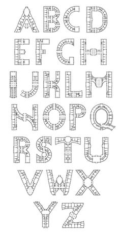 the alphabet is made out of strips of wire and has letters that are drawn in different directions