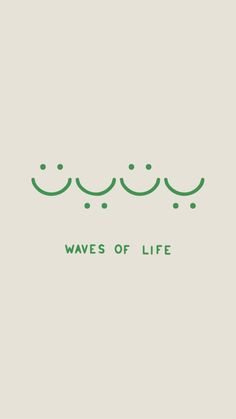 the words waves of life are written in green on a white background with dots and lines