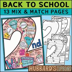 back to school printables with the number two and numbers on it, including