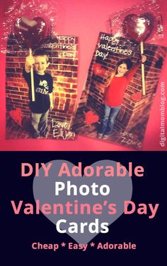 two valentine's day cards with the text diy adorable photo valentine's day cards