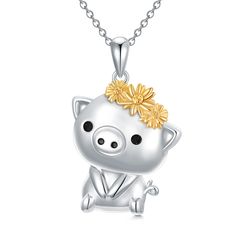 PRICES MAY VARY. PIG NECKLACE : The Piggy Decorated with Sunflowers on its head, it Sitting and Enjoying Life. Reminds you to Live In The Moment and Enjoy The Life you earn. The Most Important is we hope you can Like a Sunflower, Go Ahead with a Smile. Whenever you Wear it, there comes with Joys and Vigor. MATERIAL : Our Sterling Silver Pig Necklace is Handmade by Quality Craftsmen with Featuring a Dainty Design - The Piggy and Sunflower Sculpted from flowing Lines, Spell out Vivid and Cute Styl Compliments For Her, Pig Necklace, Pig Jewelry, Animal Themed Jewelry, Pig Lovers, Live In The Moment, Enjoying Life, Jewelry Christmas, Pet Necklace