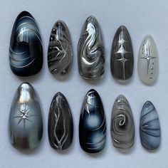 Metalcore Nails, Rock Nails Grunge, Moth Nails, Aespa Nails, Junk Nails, Gel Nail Colors, Pretty Nail Art