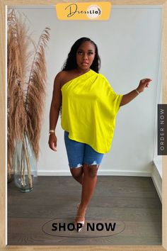 Asymmetry Chiffon One Shoulder Loose Blouses Batwing Sleeve Top, Women's Outfits By Occasions, Bat Sleeve, Loose Blouse, Loose Tops, Batwing Sleeve, Bat Wings, 1 Million, Timeless Pieces