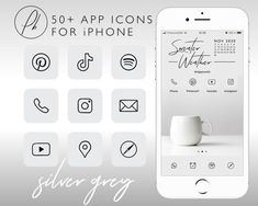 an iphone with icons on it and the text, 50 + app icons for iphone