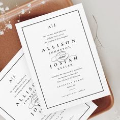 Elegant Black and White Wedding Invitation