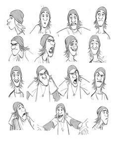 a bunch of drawings of people with different facial expressions