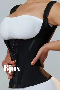 Bjux - Elegantes corpiños sólidos con cremallera y sin espalda en una gama de colores inspirados en la piel Corset Outfit, Black Bustier, Sport Body, Bustiers, Belleza Natural, Black Solid, Olivia Mark, Sports Women, Solid Black