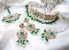 Indian Jewellery Set, Bridal Jewellery Set, Gold Necklace Wedding, Bollywood Jewelry, Pakistani Jewelry, White Gold Wedding, Jewellery Set