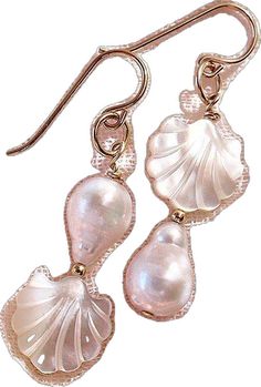 Pearl Drop Shell As A Gift, Unique White Pearl Earrings, Unique White Pearl Earrings For Pierced Ears, Pearl White Drop Earrings In Mother Of Pearl, Pearl White Drop Earrings Made Of Mother Of Pearl, Delicate Mother Of Pearl Jewelry In Pearl White, White Shell-shaped Pearl Pendant Jewelry, Unique White Dangle Pearl Earrings, Unique White Baroque Pearl Jewelry