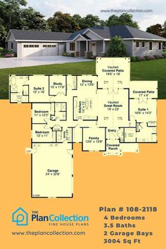 3000 sq ft ranch house plans, Plan # 108-2118 Master Baths, Cozy Nooks, Traditional House Plans, Spacious Kitchens, Vaulted Ceilings, Traditional Living, Family Rooms, Open Kitchen, Dreams Come True