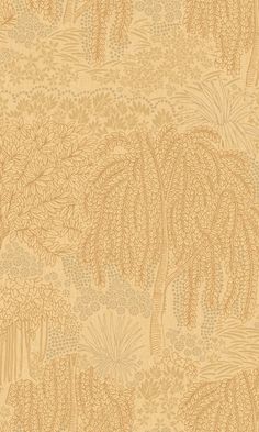 an orange and beige wallpaper with palm trees