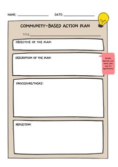 the community - based action plan is shown in this handout for students to use