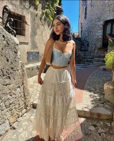 Earthy Outfits, Skirt And Top, White Skirt, Looks Vintage