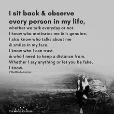 a woman sitting on top of a rock with the words i sit back & observe every person in my life