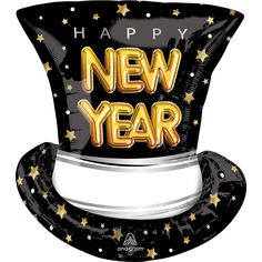 a black and gold new year hat balloon