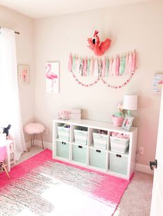 Girly Playroom, Girls Playroom, Toddler Playroom, Pink And Mint, Ball Garland, Toddler Rooms, Toy Rooms