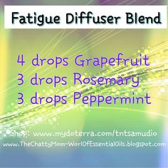 doTERRA Essential Oils blended for diffusing - Fatigue / Exhaustion Young Living Essential Oils Recipes, Essential Oil Blends Recipes