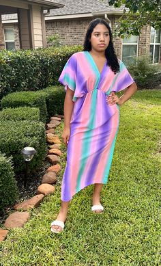 This item is available for local pick up from Magnolia, TX or select a shipping option and have it shipped directly to you. Spend over $99 and shipping is on me! Hit the pool or beach vacation wearing this bright and bold striped dress. It is so perfect for spring and summer! It features a lightweight breezy material and can be worn as a dress or cover up! Model is wearing a small. She is 5’8” tall. Multicolor V-neck Beach Dress For Day Out, Striped Maxi Dress For Beach Cover-up, Fun Multicolor Sundress For Vacation, Colorful Spring Dresses For Beach Party, Casual Multicolor Striped Dresses, Casual Multicolor Vertical Stripe Dresses, Casual Multicolor Dresses With Vertical Stripes, Casual Multicolor Dress With Vertical Stripes, Multicolor Fun Dress For Vacation