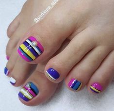 Spring Pedicure, Toes Nails, Bright Nail Designs