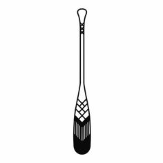 a black and white drawing of a paddle with an intricate design on the bottom side