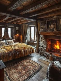 House Astethic, Cozy Cottage Interiors, Traditional Fireplaces, Minimalist Cabin, Small Cabin Interiors, Cabin Living Room, Cabin Tiny House, Outdoor Living Rooms, Bedroom Fireplace